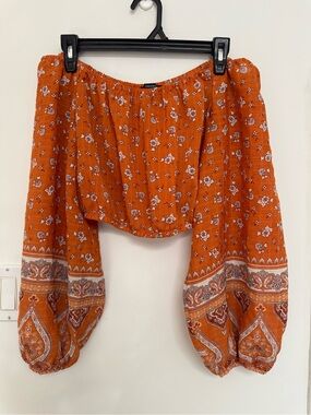 Orange Floral Off-Shoulder Top